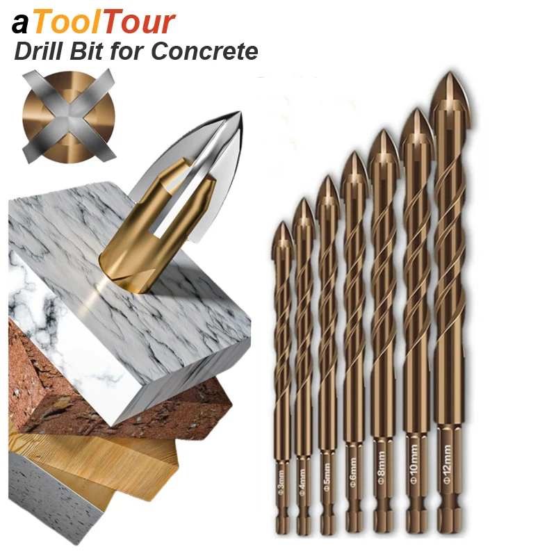 Mauerwerk Beton Bohrer Bits Für Glas Keramik Fliesen Ziegel Kunststoff Holz Mason Harte Legierung Wand Loch Opener Sechskantschaft 3mm bis 12mm Image
