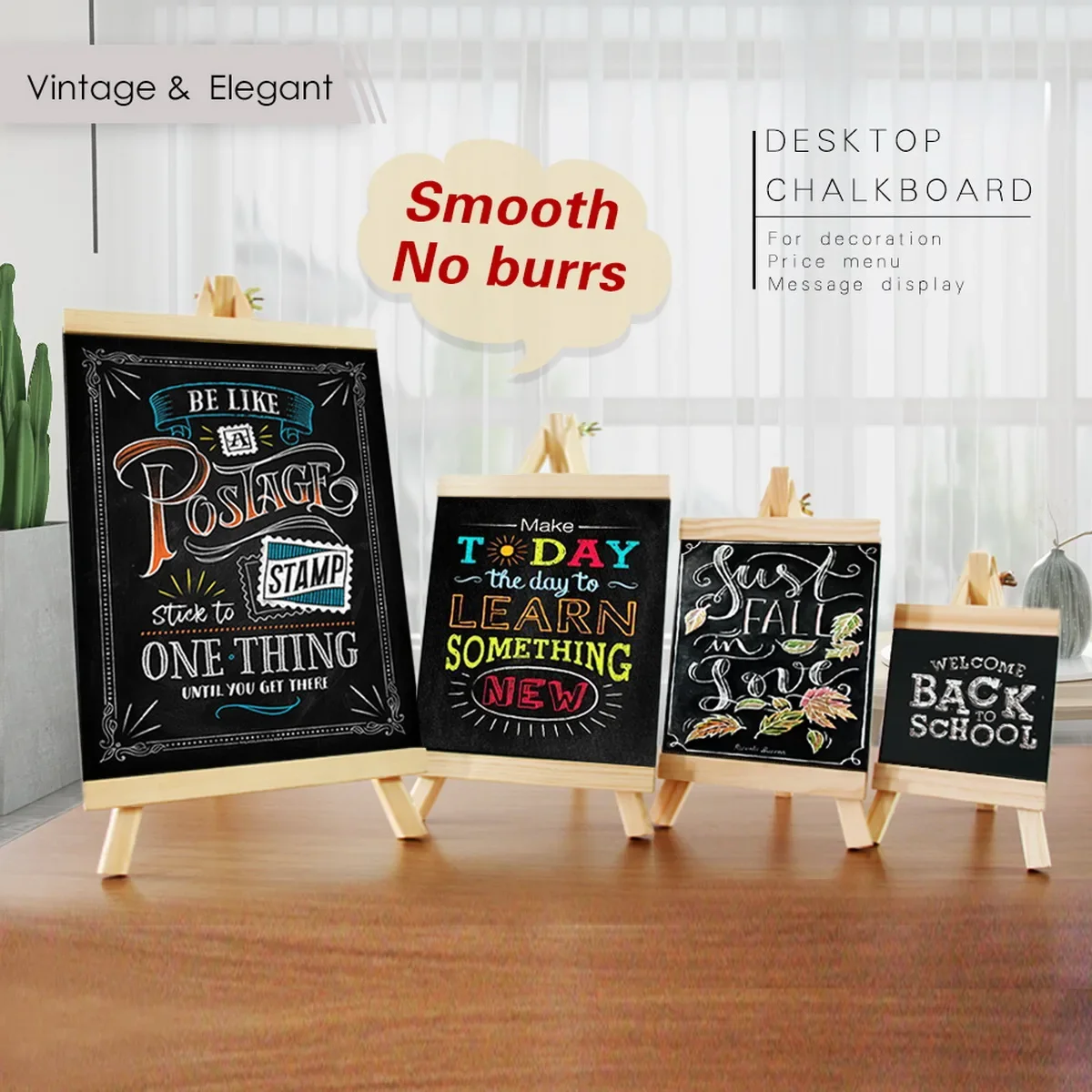 Mini-Kreidetafel mit Kiefernholzrahmen, Tischtafel für Menüzeichnungen, 5 Stile, Desktop-Pinnwände Image