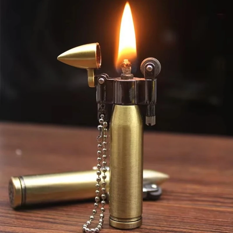Retro Kugel Schleifscheibe Kerosin Feuerzeug Metall Schlüsselanhänger Feuerzeuge Zigarre Zigarette Rauchen Zubehör Gadget für Mann Geschenk Image