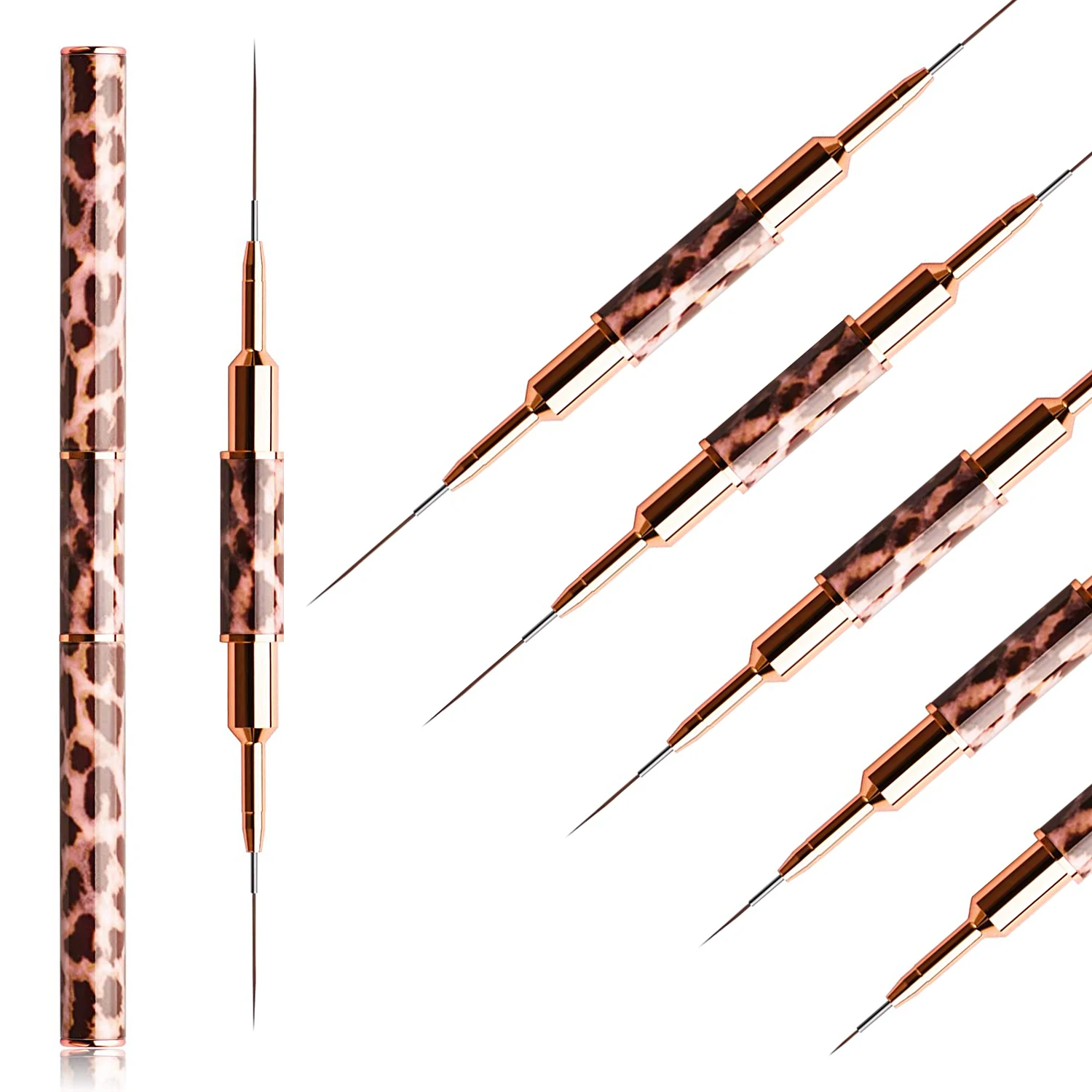 5–25 mm Leopardenmuster, Nagelkunst-Pinsel, Doppel-HeadLiner-Pinsel, Streifen, Zeichnen, Malen, Nageldesign-Pinsel, Maniküre, dünne Details Image