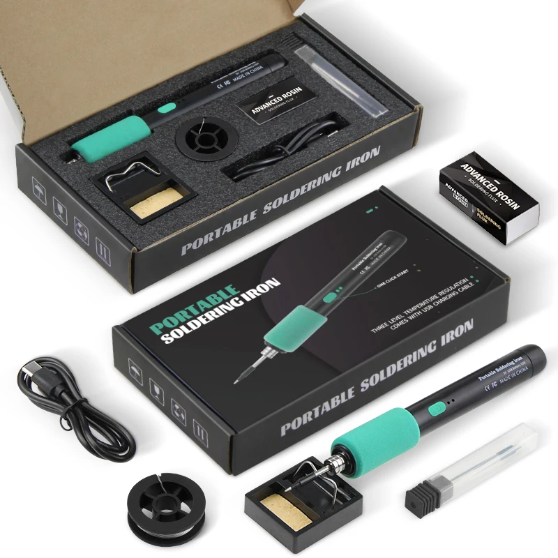 15W5V Kabelloses Lötkolben-Werkzeugset, schnelles Aufheizen, tragbares USB-Aufladen, Kabelhalter zum Schweißen und Servieren Image