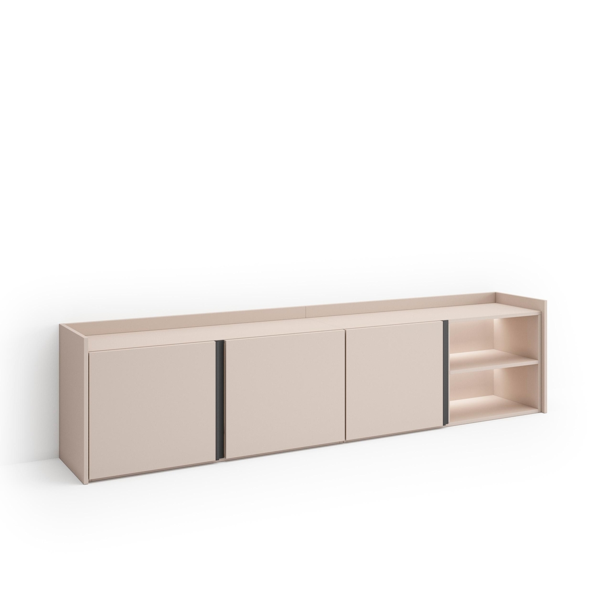 SKRAUT HOME TV-Schrank, Lowboard, 207x50x35 cm, Für TV-Geräte bis zu 80", LED, Beige Image