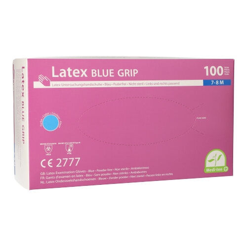 1000 Medi-Inn® PS Handschuhe, Latex puderfrei blau Blue Grip Größe M Image