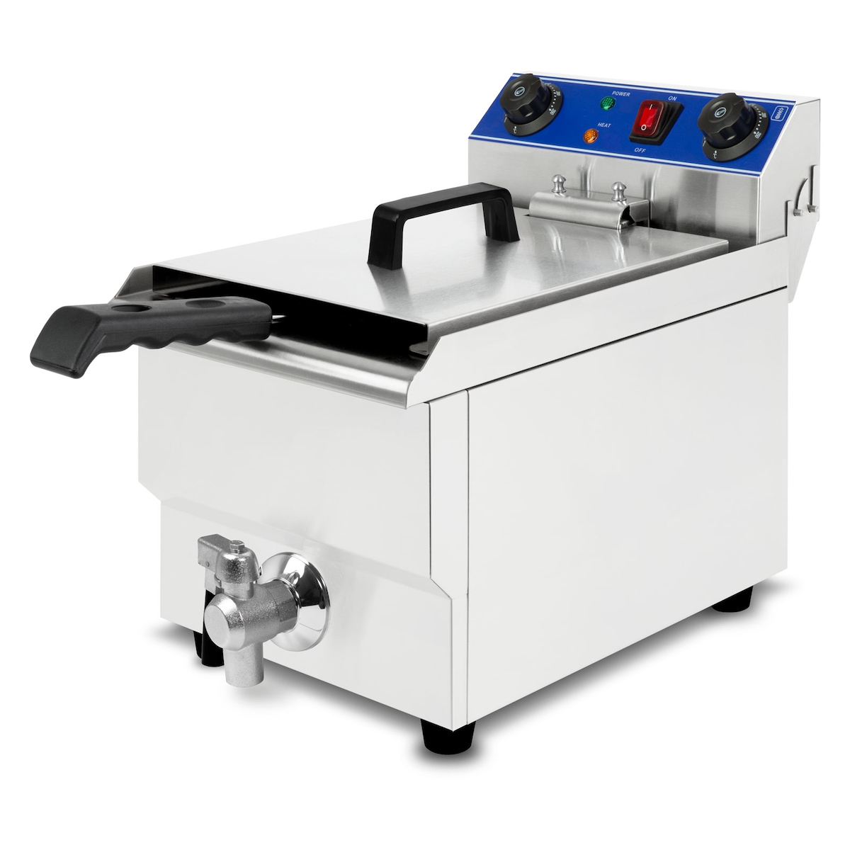 VERTES Friteuse aus Edelstahl 13 Liter Fassungsvermögen, 50-250°C, 3000W, 230V, Kaltzonenprinzip, leichte Reinigung, Gastro Fritöse Image