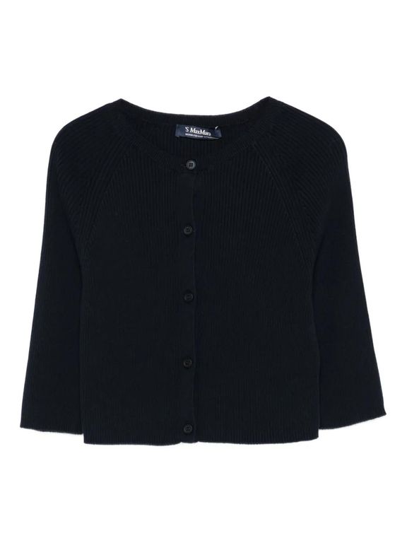 Ribbed Buttoned Cardigan - Black - Max Mara Knitwear