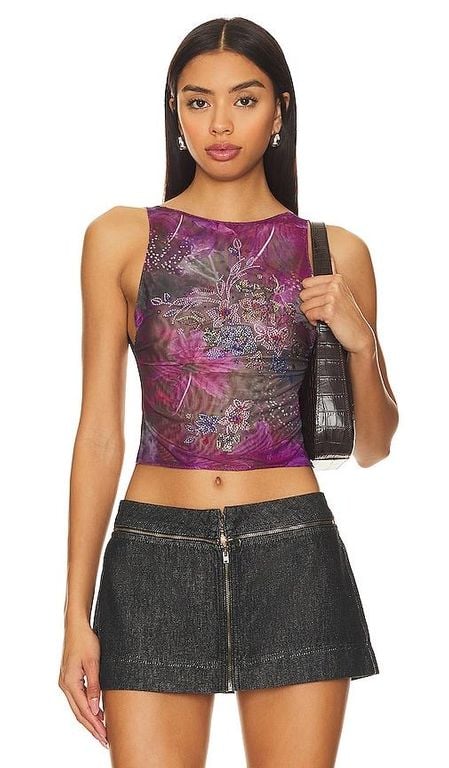 Backless Hotfix Mesh Top