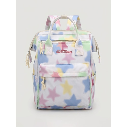 Damen-Rucksack aus Polyester, Sternenmuster im Batik-Look, verschiedene Farben, großes Fassungsvermögen, verstellbare Träger, perfekt für Schule, Reisen, Outdoor-Sport und den Alltag. Image