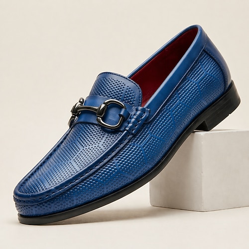 Gelbe Herren-Lederslipper mit Metallschnalle, hochwertiges Rindsleder, elegante Freizeitschuhe für Herren, ideal für Büro, gesellschaftliche Anlässe und Freizeit Image