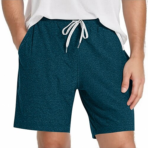 Herren Aktive Shorts Sweat-Shorts Shorts Sommershorts Kordelzug Elastischer Bund Einfach Schnelltrocknend Knielang Täglich Outdoor Streetwear Sport Streetwear Blau Wein Mikroelastisch Image