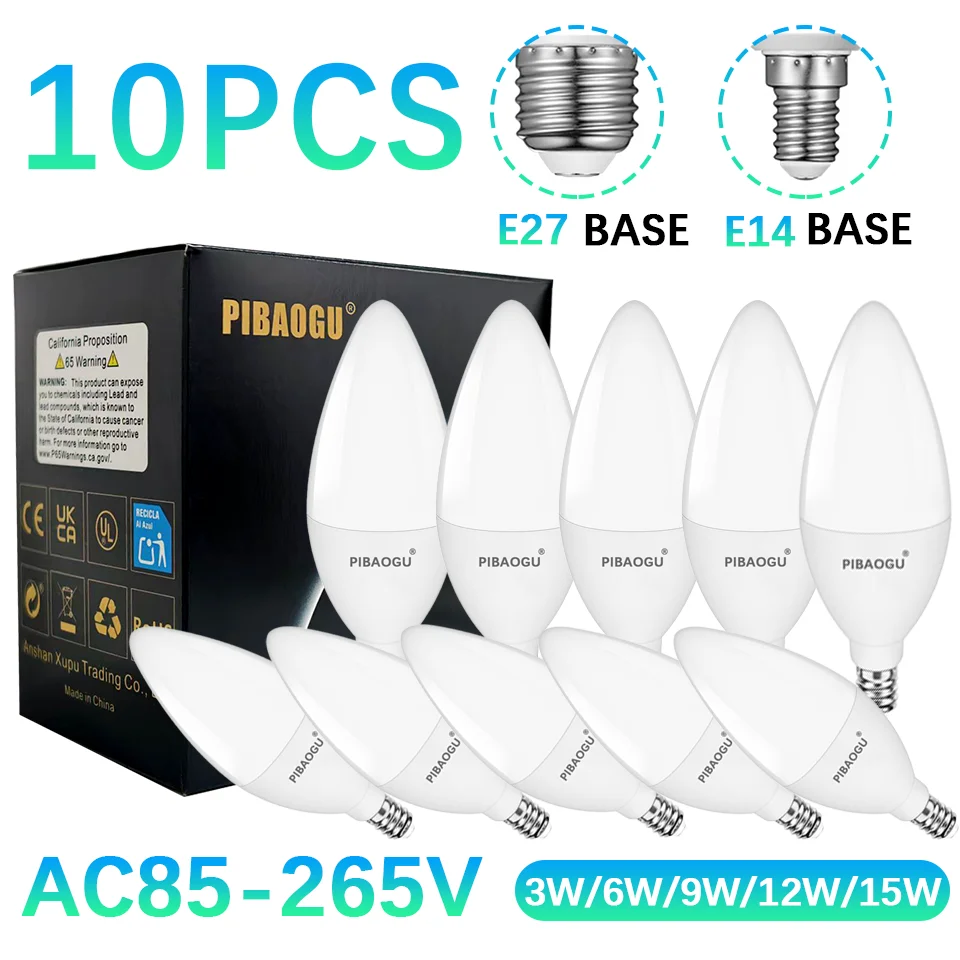 10PCS LED Kerze Lampen Licht AC85-265V E14 E27 LED Kerze Lampen LED Decke Licht Dekoration LED Kronleuchter Für Home Wohnzimmer