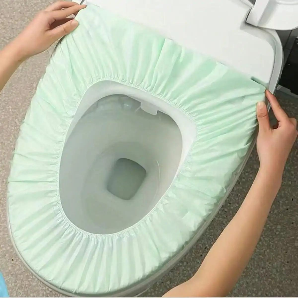 Wasserdichter Doppelschichtiger Einweg-Toilettensitzbezug aus Vliesstoff, Universelle Tragbare Hygienematte für Reisen, Hotel und Badezimmer Image