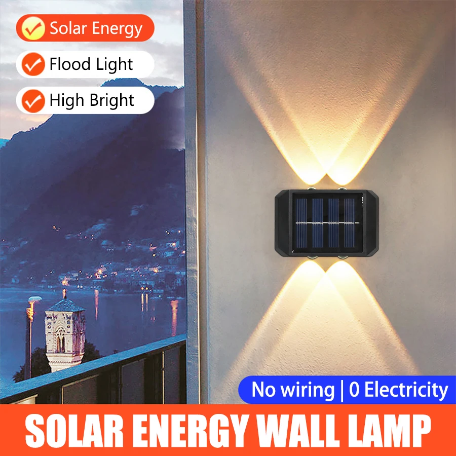 4/6/8 LED Solar Doppel-headed Hohe Helligkeit Wand Lichter Garten Lichter Tür Zeichen Wand Lichter Im Freien wasserdichte Wand Dekor Led