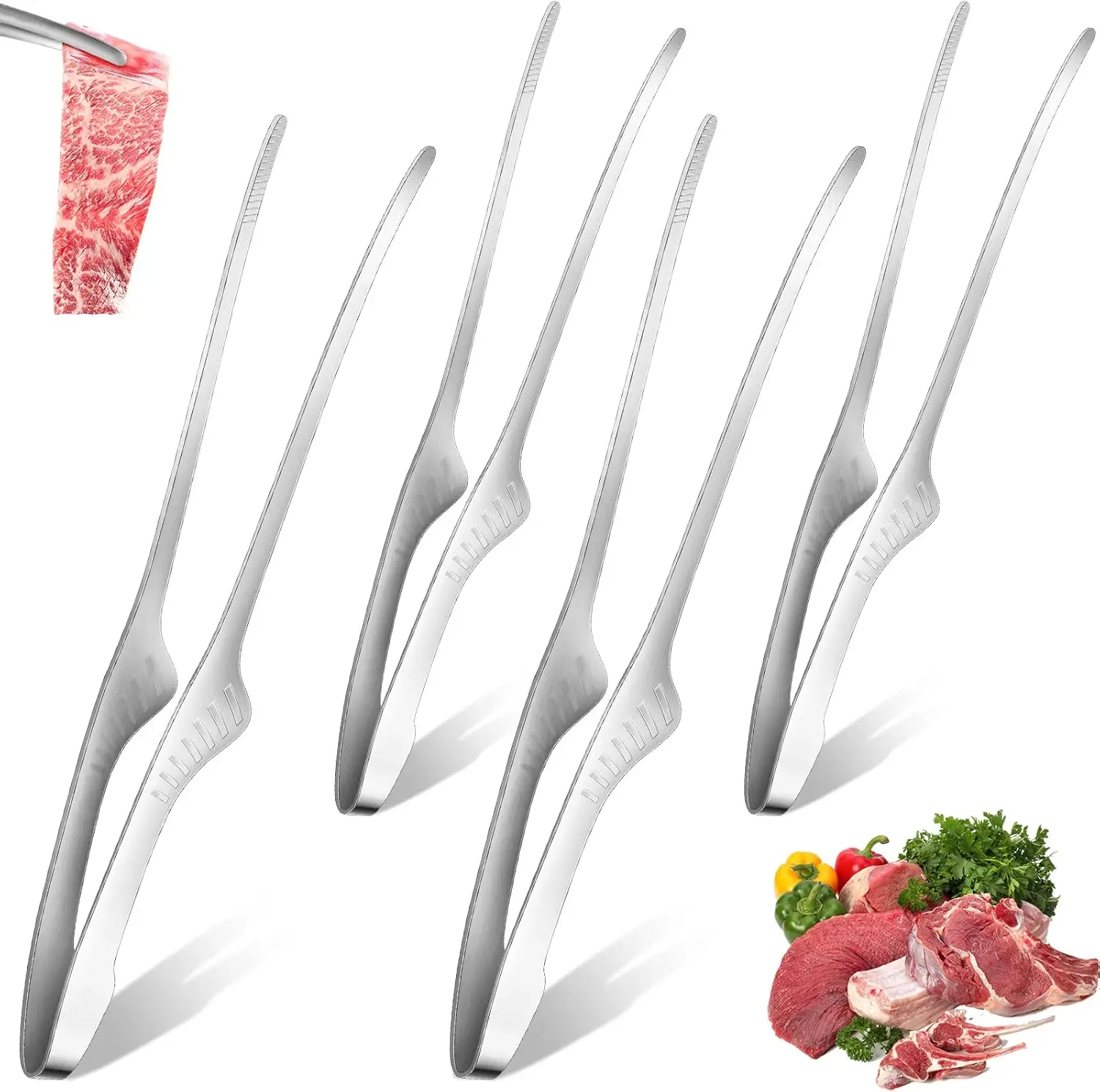 1/2/5Pcs Edelstahl Lebensmittel Zange Koreanische Grill Bbq Steak Clip Mehrzweck Lebensmittel Clips Küche Gadgets Grill Zubehör Image