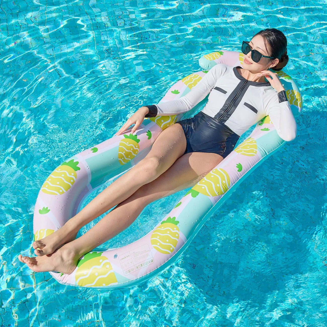 1 Stück aufblasbare Pool-Schwimminsel mit Sonnenliegen, Sonnenliege-Schwimmkissen, coole Wasser-Hängematte für den Sommerpool