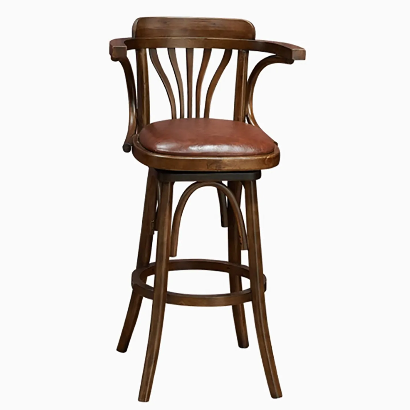Retro-Drehhocker aus Massivholz, lässiger Café-Barhocker, Restaurant-Hochtisch- und Stuhl-Set Image