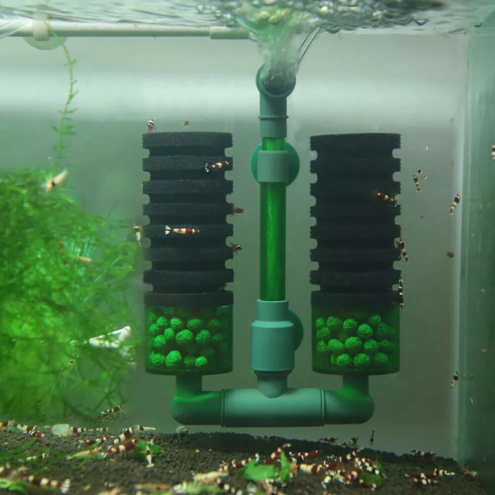 Doppelkopf Wasserfilter Aquarium Aquarium Schwamm Wasserfilter Luftpumpe Aquarium Reinigungsfilter Aquarium Zubehör PT0738 Image
