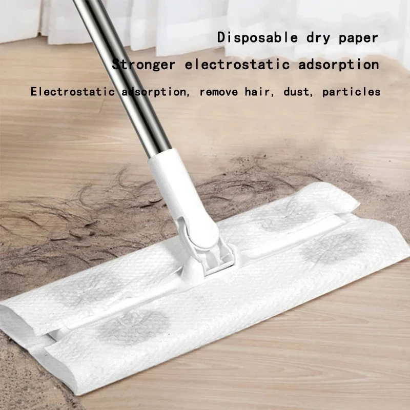 Elektro statischer Flach mopp drehbarer elektro statischer Stauben tfernungs papier mopp Einweg wasch freies Mopp papier Haushalts boden reinigung Image