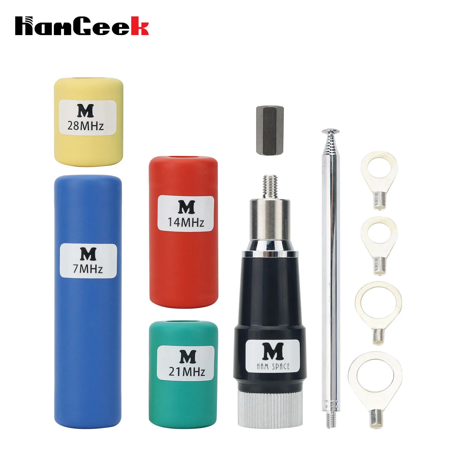 HamGeek MA-01 V2.8 Tragbares Teleskop-GP-Antennen-Set, 7 MHz, 100 W Kurzwellenantenne mit 7 MHz/14 MHz/21 MHz/28 MHz Spule Image
