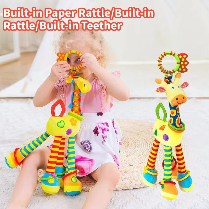 Entzückende Giraffe Spielzeug Kinderwagen Anhänger Spielzeug Handglocken Rasseln Ring Die Glocke Spielzeug Baby Griff Spielzeug Bildung Ausbildung Sensorischen Spielzeug