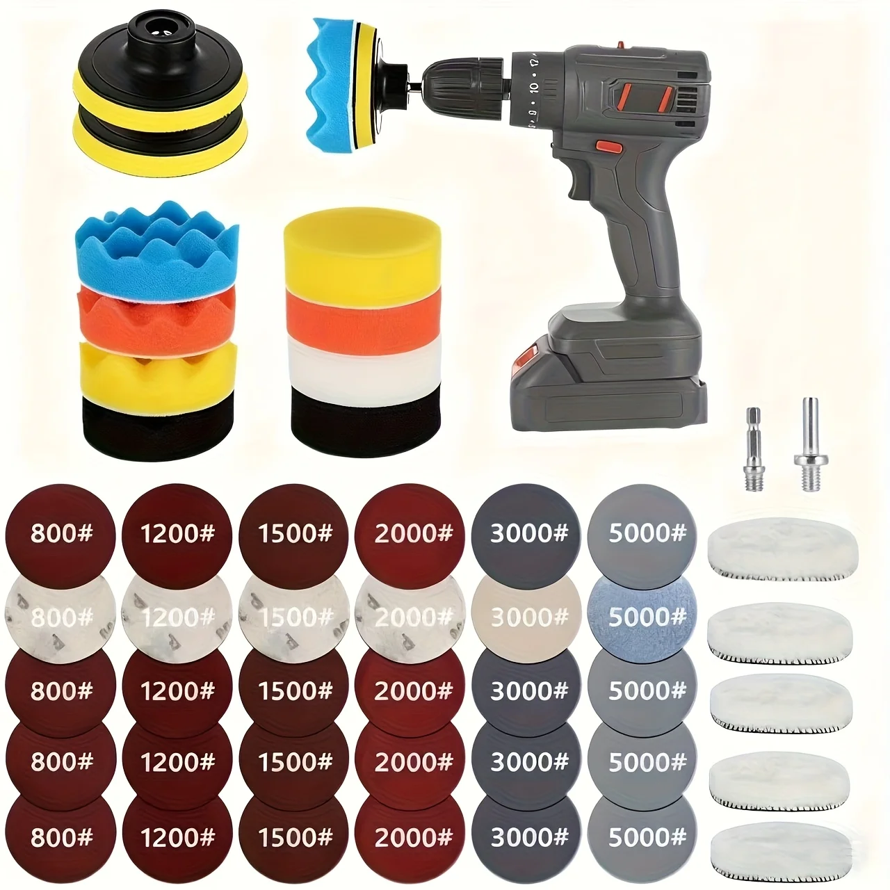 47-teiliges 75-mm-Polieraufsatz, Batterie-Schraubendreher, Polier-Set, Polier-Set, Polieraufsatz, Winkelschleifer, Polieren Image