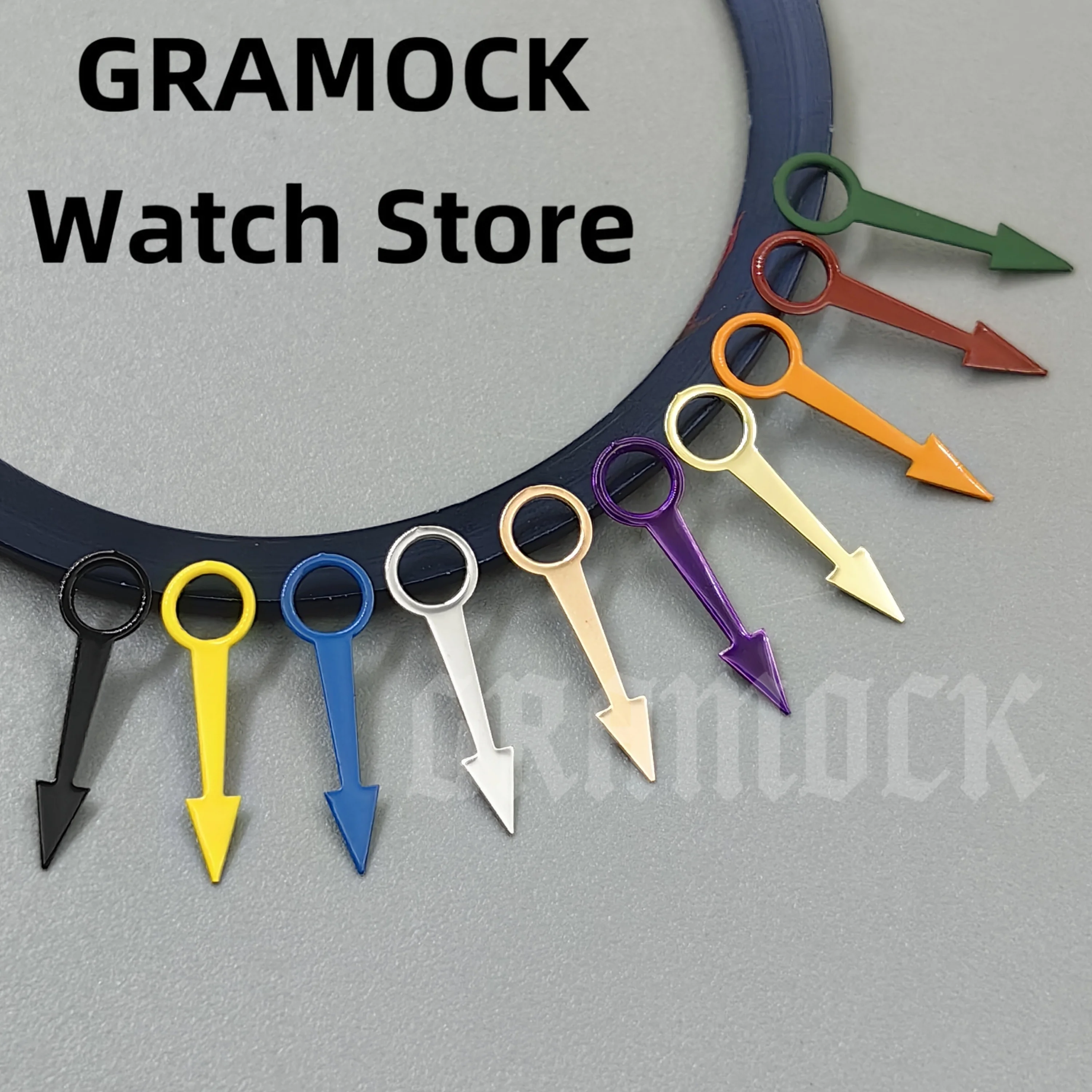 GRAMOCK NH34A Kein leuchtendes GMT-Silber, Rot, Blau, Grün, Schwarz, Orange, GMT-Edelstahlzeiger, 8,5 mm, passend für NH34A 4R34-Uhrwerk Image