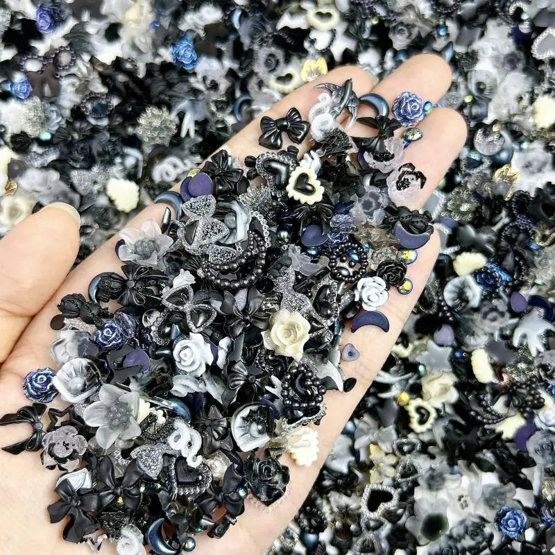 100 Stücke Gemischte Niedliche Cartoon Nagel Charms 3D Harz Blume Bogen Obst Nail art Dekorationen Maniküre DIY Telefon Fall Zubehör 2030 Image