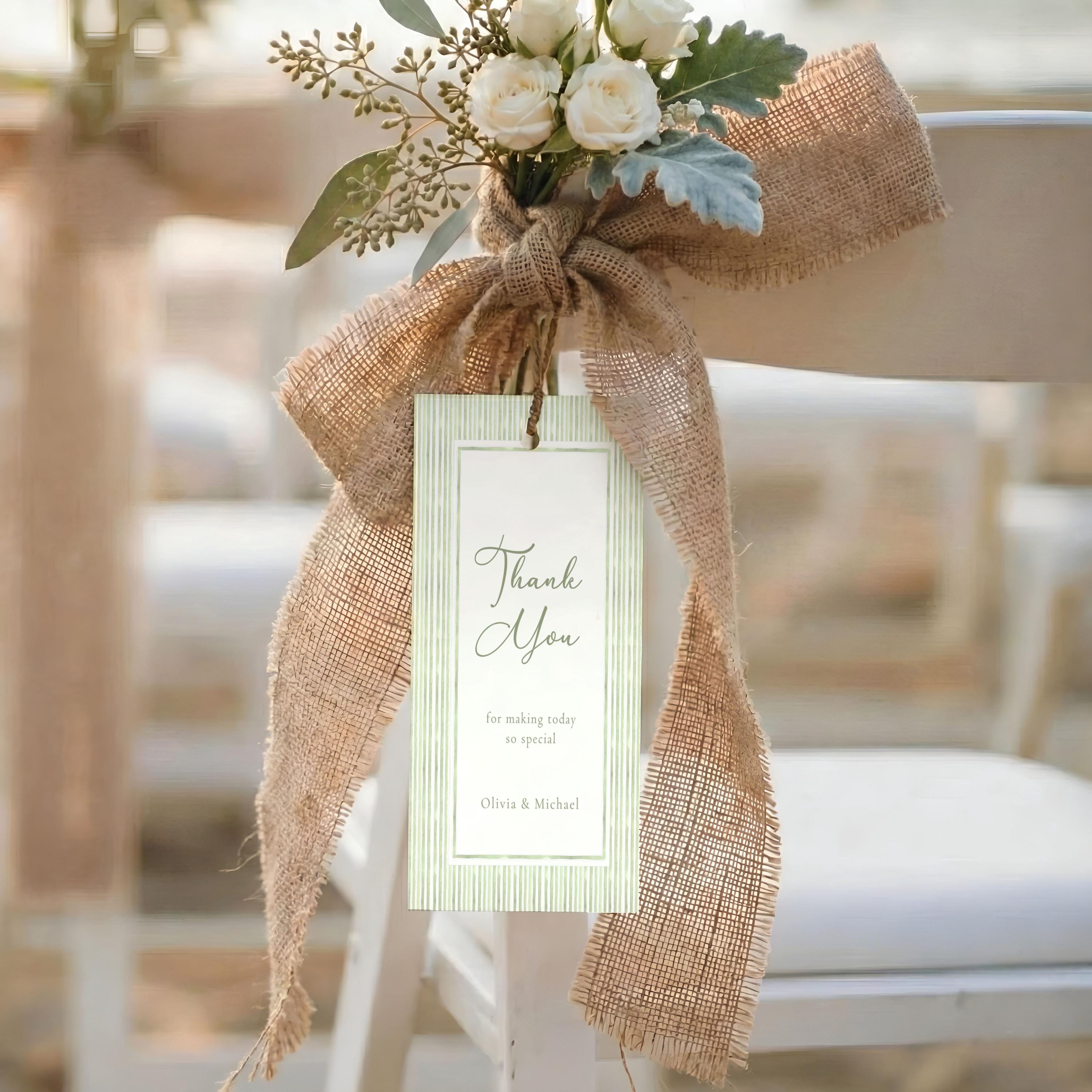 Modello di etichetta di ringraziamento a strisce verdi, etichetta di ringraziamento modificabile, etichetta regalo stampabile per matrimonio, baby sho