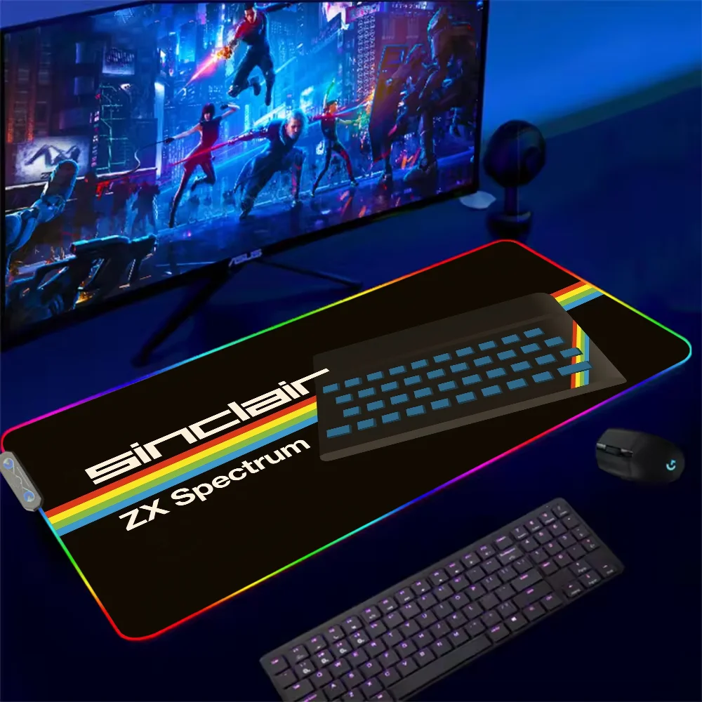 Retro Sinclair Zx Spectrum Für RGB Mauspad Xxl Steelseries Laptop Matte Gaming Tastatur Mit Hintergrundbeleuchtung Gamer Tisch Deskpad Image