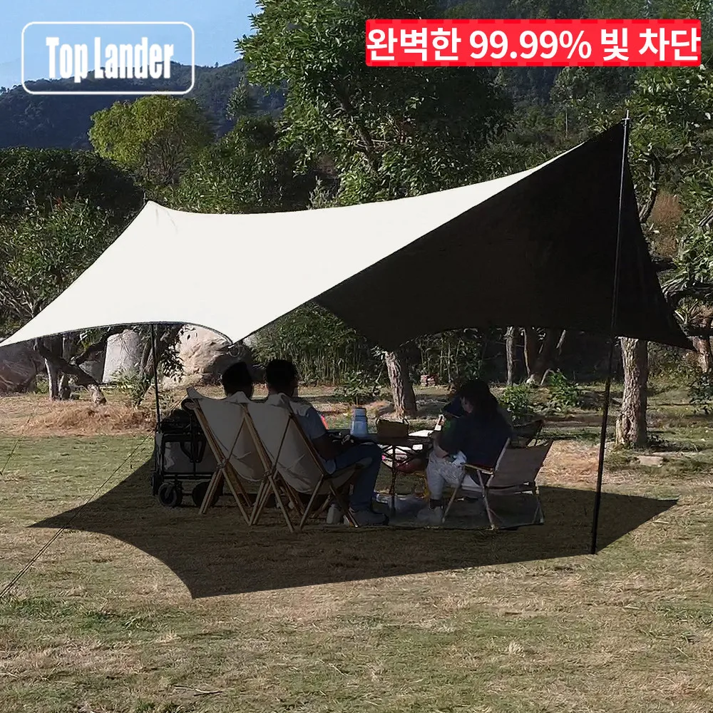 5 x 4,5 m große Plane mit schwarzer Beschichtung, wasserdicht, sechseckig beschichtet, Campingplane, Outdoor-Plane, Sonnenschutz, Unterschlupf, Zelt, Touristenmarkise