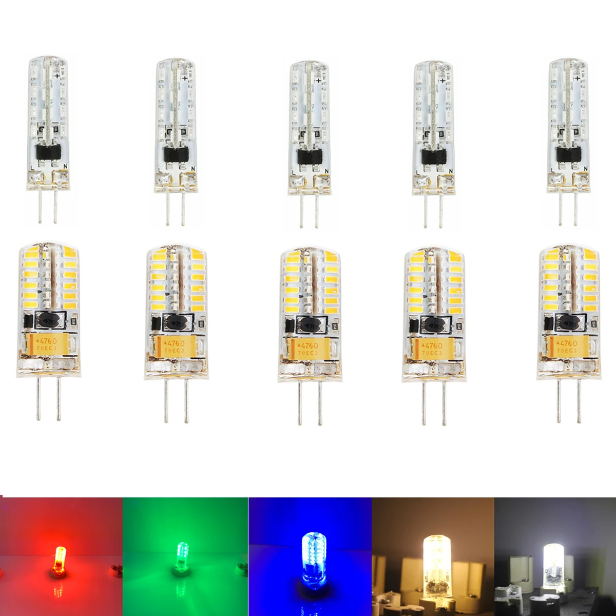 10 Stücke G4 LED-Glühbirnen Rot Blau Grün Kalt Warmweiß 3 Watt 5 Watt 12 V 3014 SMD Bunte Lichter Für Kronleuchter Kristallichter Lampen