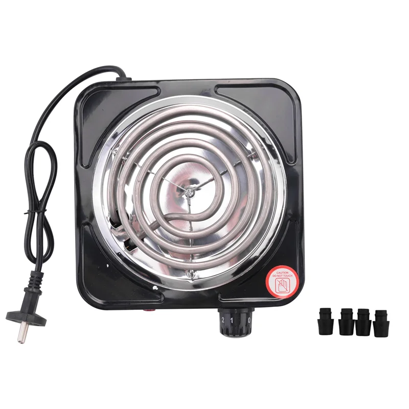 A89X Elektrisches Einzelbrenner-Kochfeld, kompakte Kochplatte, 1500 W, schwarzer und rostfreier EU-Stecker Image