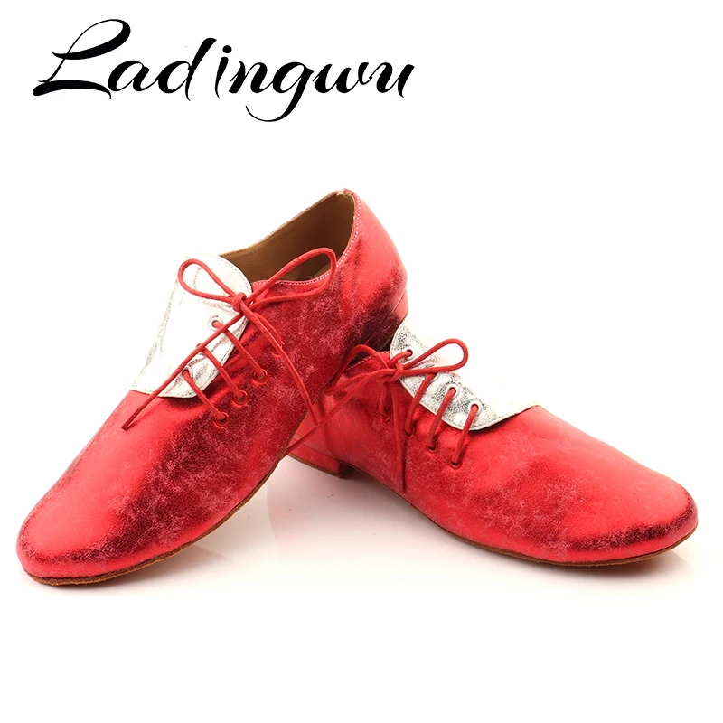 Ladingwu Turnschuhe Tanz Schuhe Männer Schuhe Square Dance Sozialen Ballsaal Latin Schuhe Wildleder Moderne Schuh Heißer Silber Rot Tanz Schuhe