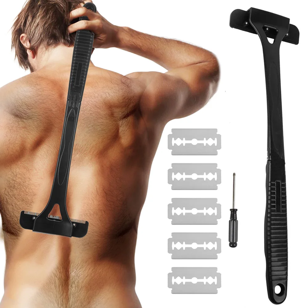 Herren-Rückenrasierer, Haar- und Körperrasierer, Sicherheits-Langgriff, faltbarer Trimmer, Körper- und Beinentfernung, Rasierer-Werkzeug, Rückenrasierer Image