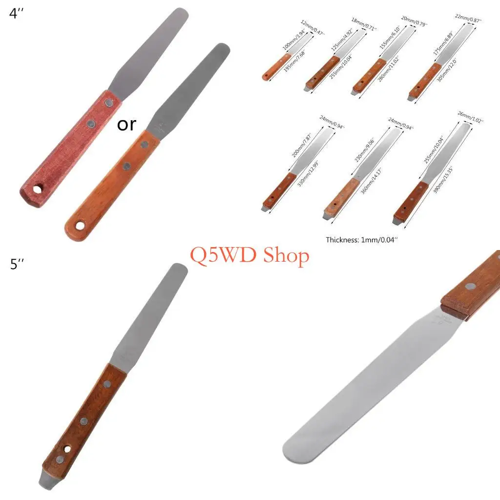 Q5WD Edelstahl Tinte Farbe Kleber Mischmesser Zeichnen Spachtel Schaben Textur Schrott Image