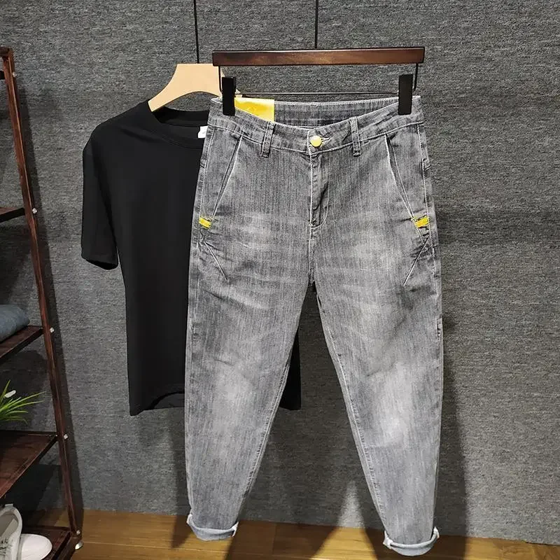 Frühling Herbst Harajuku Mode Luxus Kleidung männer Casual Bleistift Hosen Grau Dünne Hosen Gewaschen Straße Tragen Boyfriend-Jeans