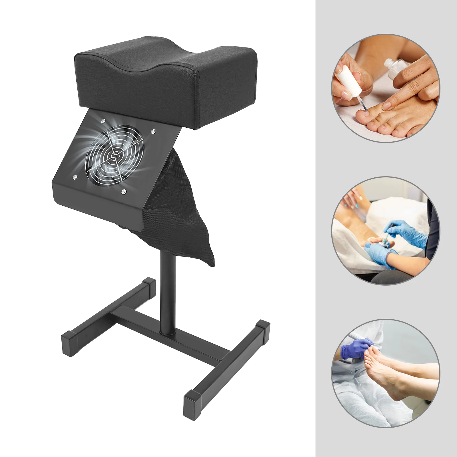 Pediküre-Stuhl mit 22 W Staubsauger, Massagesessel, Nagel-Maniküre-Stuhl, verstellbarer Massagesessel, Fußstütze, Schwarz