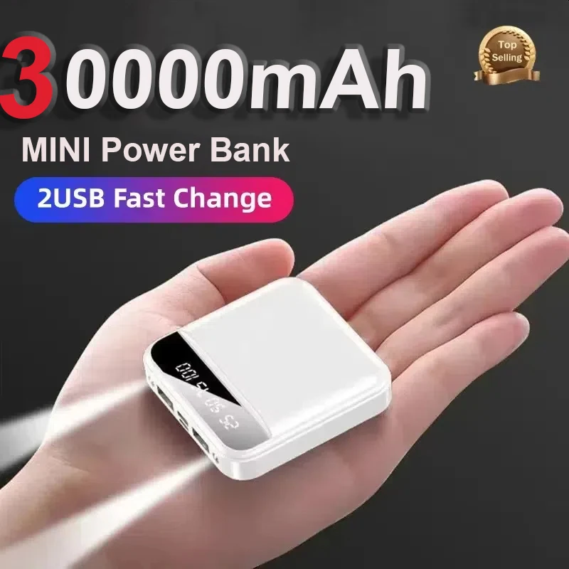 30000 mAh Mini-Powerbank mit großer Kapazität, superschnelles Laden, integriertes Kabel, tragbarer externer Akku für Samsung iPhone 2026 Image