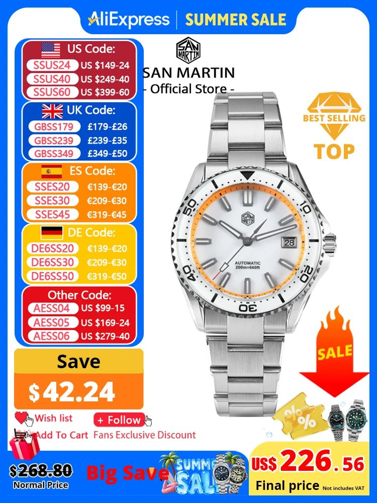 San Martin 2025 Neues Emaille-Zifferblatt, voll leuchtend, 39 mm, Taucheruhr, Luxus-Herrenuhr NH35, automatisch, mechanisch, wasserdicht, 200 m, SN0129 Image