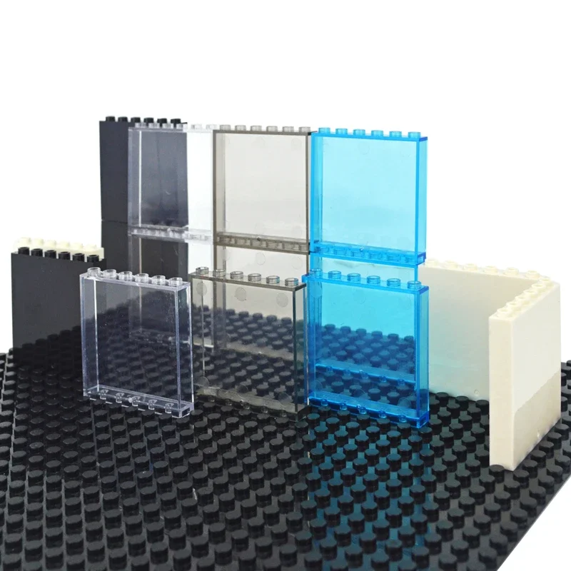 DIY Baustein 10 stücke Tür Fenster Rahmen Wand Stadt 1x6x5 1*4x3 glas Transparent Panel Haus Teile MOC Ziegel 59350 59349 Spielzeug Image