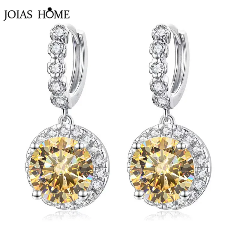 JOIAS HOME Moissanit-Ohrringe aus 925er-Silber, klassisch, rund, D-Farbe, modisches und elegantes Valentinstagsgeschenk für die Frau