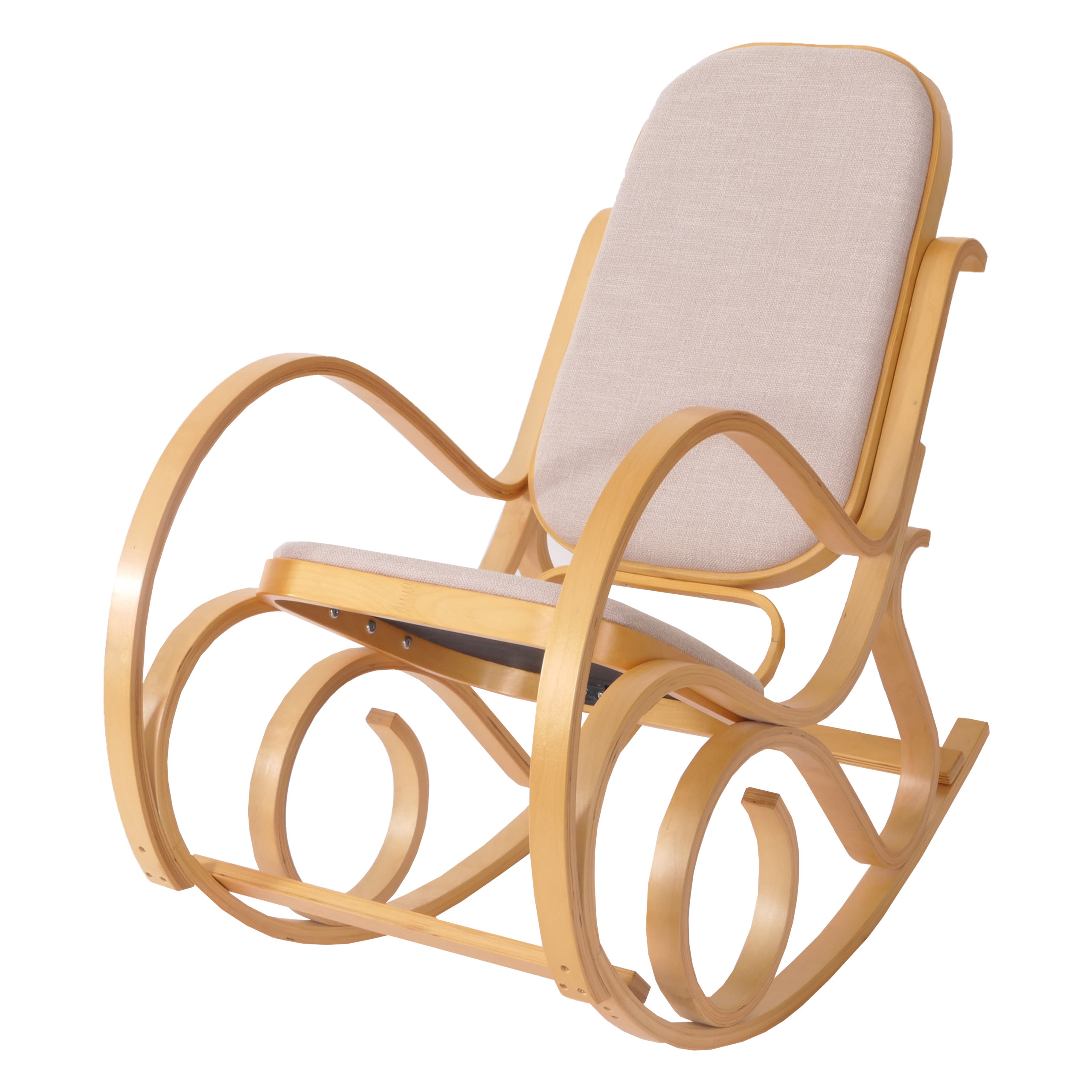 Schaukelstuhl M41, Schwingsessel Fernsehsessel, Massiv-Holz ~ Eiche-Optik, Stoff/Textil beige - www.heute-wohnen.de