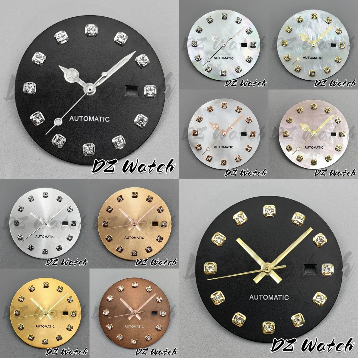 DZ 24,5 mm Sunberst/Matt/Shell Zifferblatt Zeiger Set Schwarz Weiß Gold Gesicht Diamant Rand für 31 mm Uhrengehäuse Fit NH05 NH06 Uhrwerk