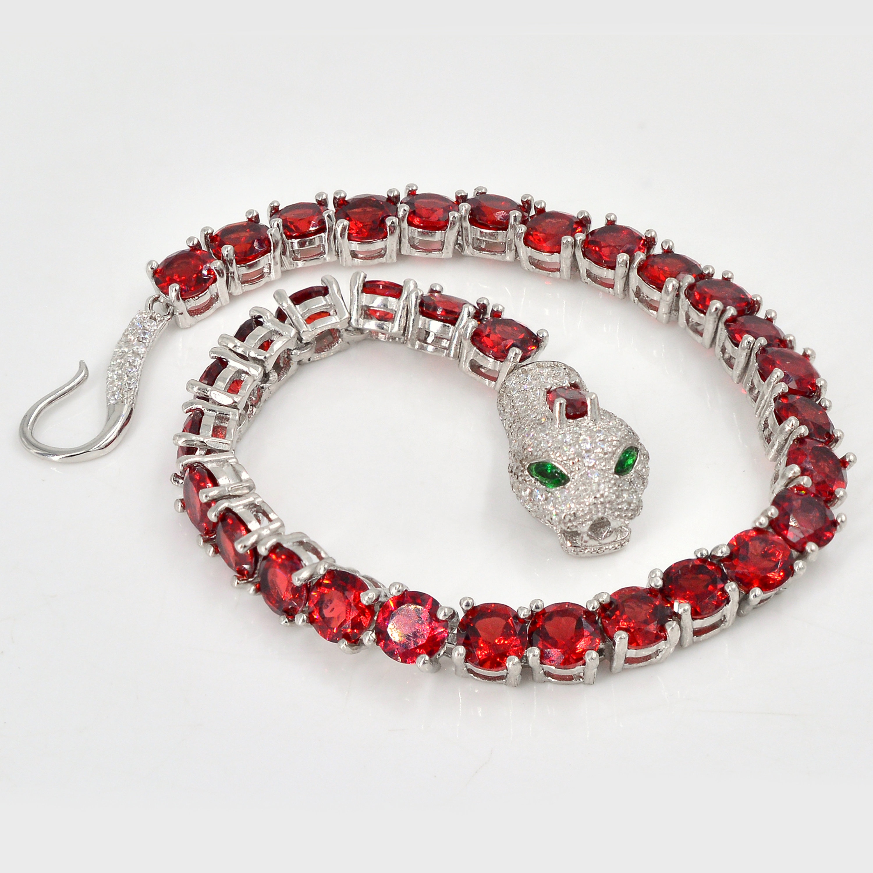 Bracciale in granato naturale da 5 mm, argento sterling 925, bracciale tennis in granato, bracciale cobra, gioielli in granato, bracciale gennaio, reg