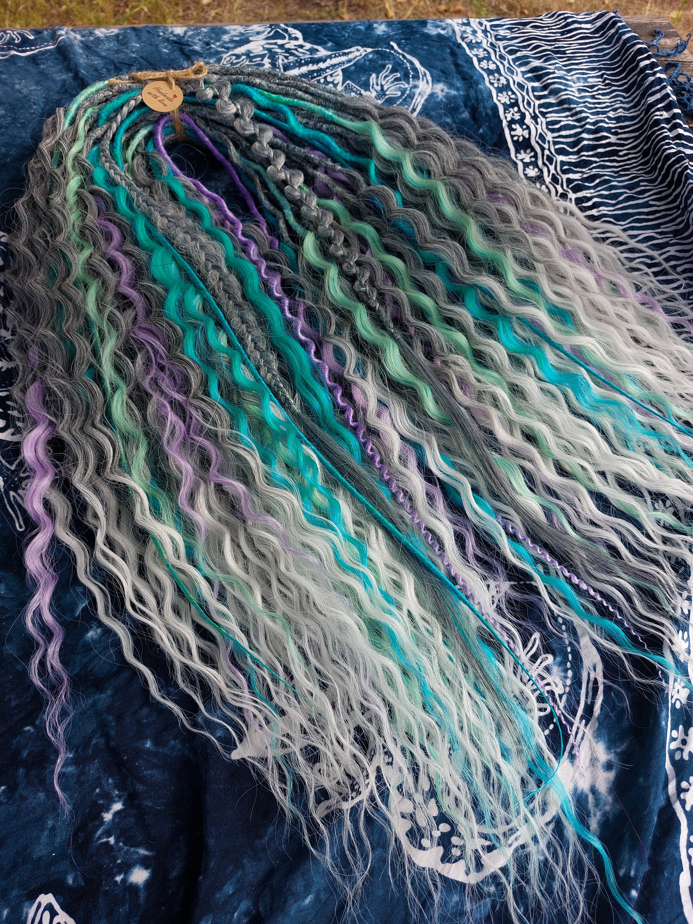 Dread ricci Dread a doppia estremità Extension Dread bianchi e blu Dread grigi Dread ombre Dread ondulati all'uncinetto Sintetici grigi viola verdi