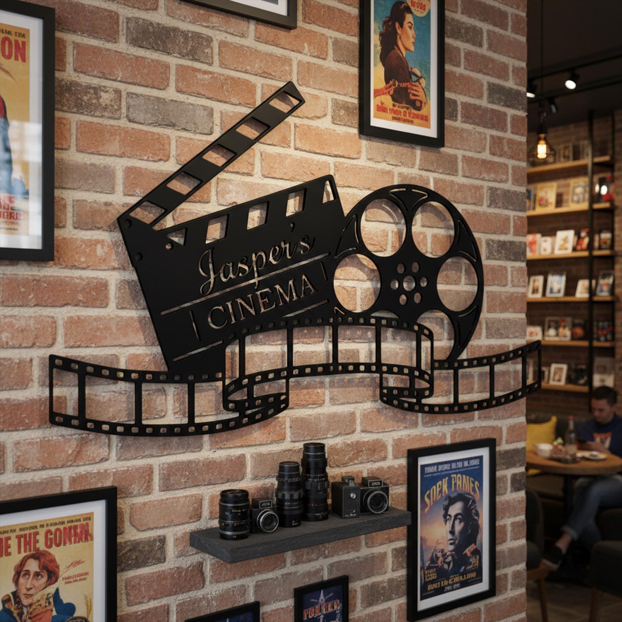 Insegna da parete cinema personalizzata, decorazione per home theater, insegna personalizzata con nome home theater, decorazione da parete con design