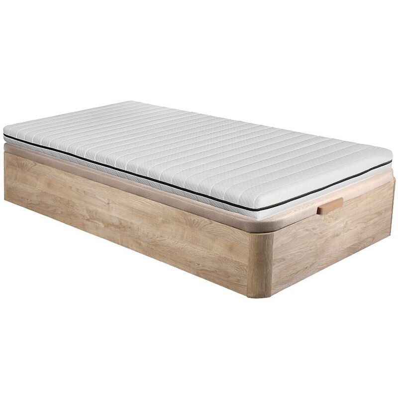 Vente-unique - Set 90 X 190 Cm Rete Contenitore Naturale Chiaro + Materasso Schiuma Sfoderabile Sp. 10 Cm - Nasus Di Dreamea