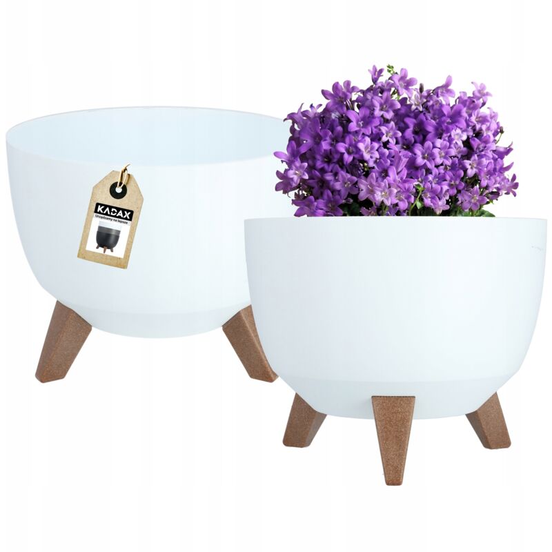Vaso Da Fiori Kadax Vaso Da Fiori 29 Cm Coperchio + Piedini Di Inserimento Supporto Per Fiori Bianco