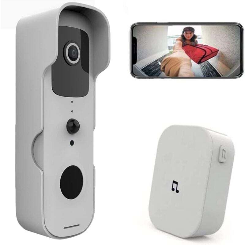 Campanello Wireless Con Telecamera 1080p, Videocitofono Con Campanello Wifi Impermeabile Per Esterni Con Suoneria, Batteria Ricaricabile, Audio Bidirezionale, Visione Notturna, Rilevamento Del Movimen