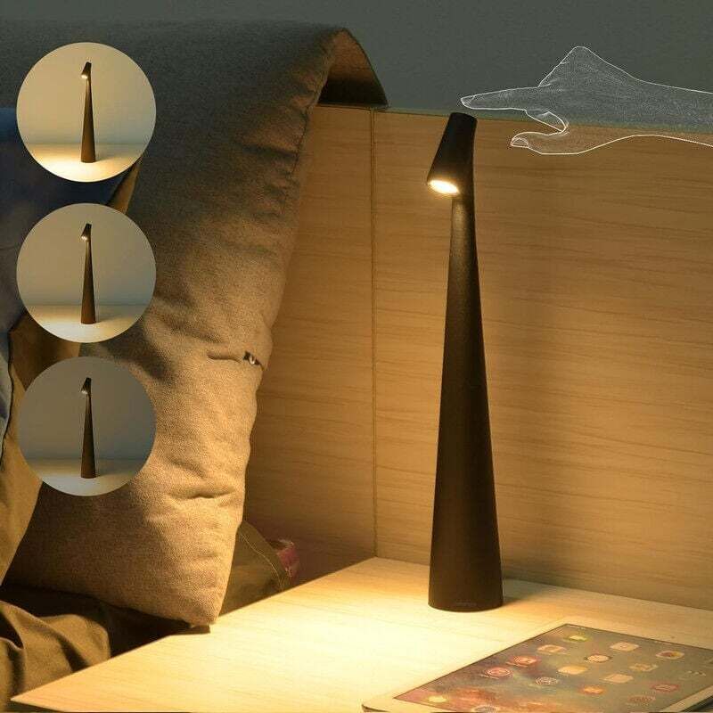 Lampada Da Tavolo A Led Dimmerabile Senza Fili Choyclit Nera Con Controllo Touch, Lampada Da Tavolo A Led Ricaricabile, Lampada Da Tavolo Con Batteria, Lampada Da Tavolo Con Ricarica Usb, Porta Per La