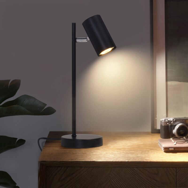 Lampada Da Comodino Gbly Lampada Da Tavolo Nera - Girevole 350° Gu10 Lampada Da Tavolo Comodino Luce Notturna Lampada Da Scrivania In Metallo Lampada Da Lettura Con Soggiorno Ufficio Sala Studio